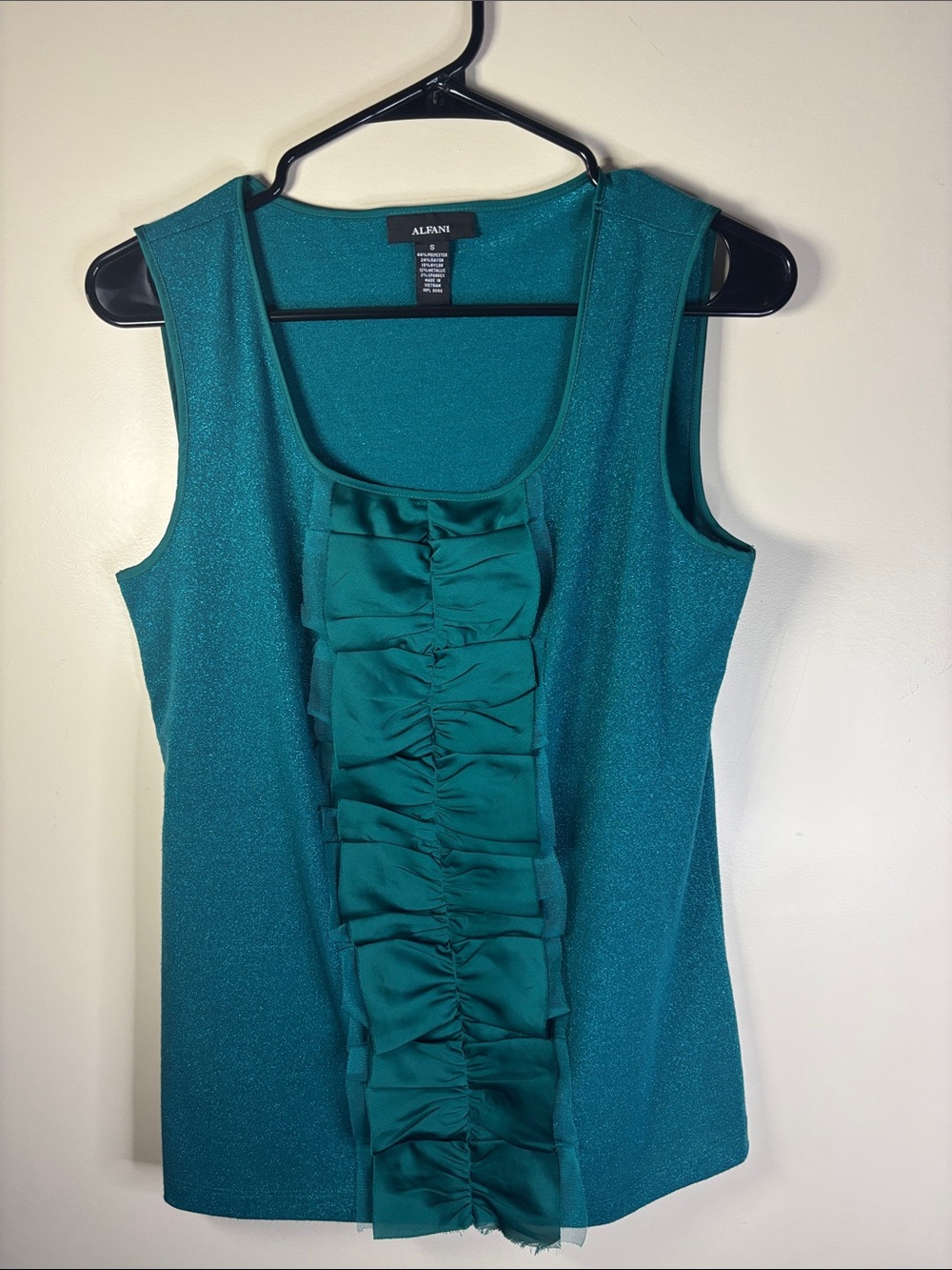 Alfani Teal Ruffle-Front Sleeveless Shell